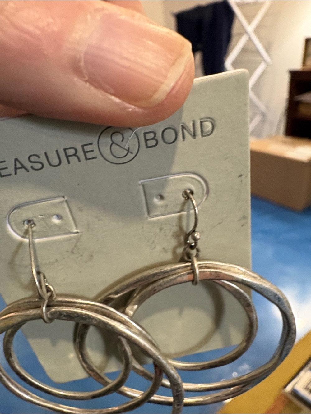 Treasure & Bond Silver Layered Hoop Drop Earrings